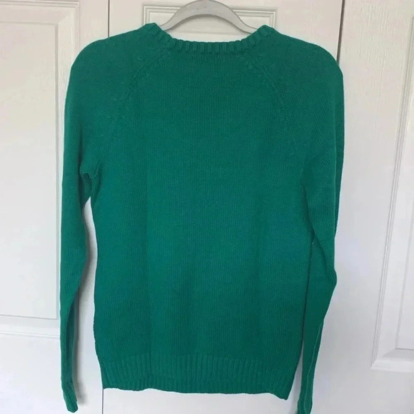 Lands End Cotton Drifter Cable Knit Sweater- Green - Picture 2 of 6